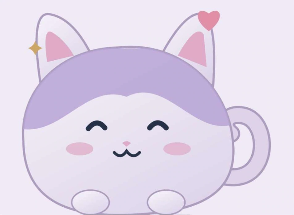 小さな耳と手、丸くやわらかい体。笑顔のむにねこ